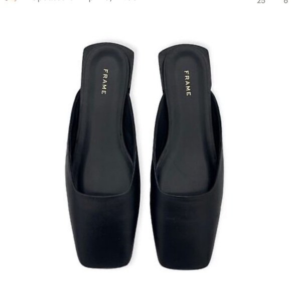 FRAME Le Town Leather Mules Slides Square Toe Noir 8 - Picture 9 of 9